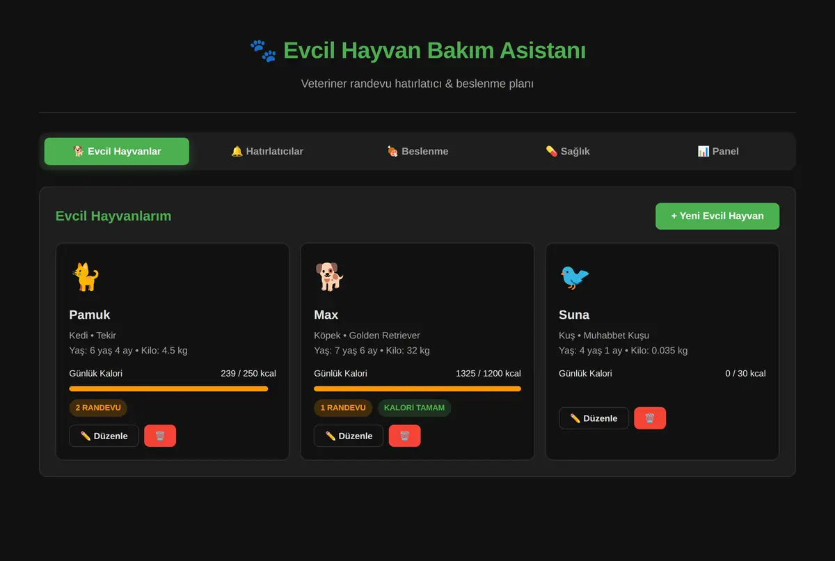 Evcil Hayvan Bakım Asistanı - Hatırlatıcı & Beslenme ekran görüntüsü 3