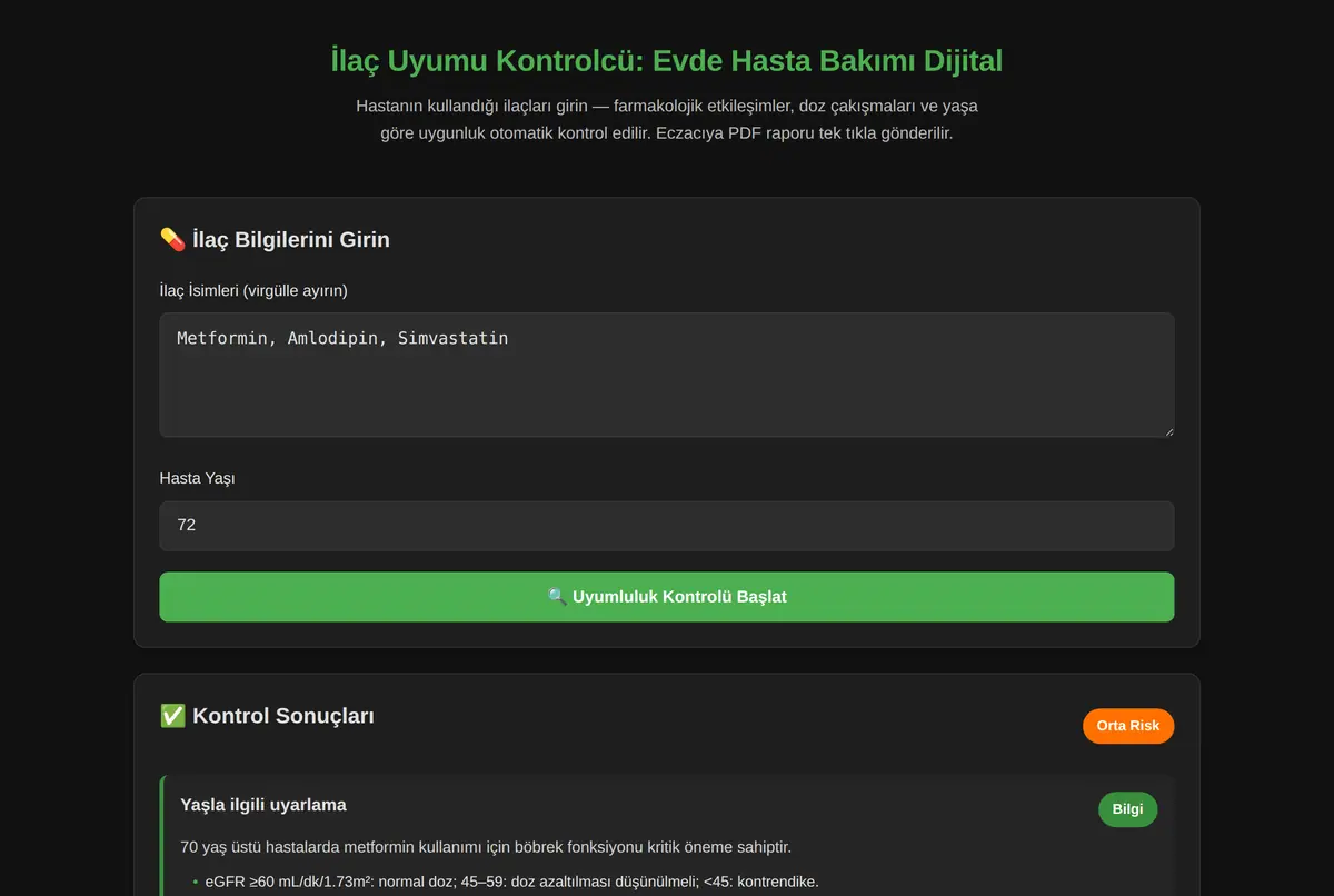İlaç Uyumu Kontrolcü: Evde Hasta Bakımı Dijital ekran görüntüsü 2