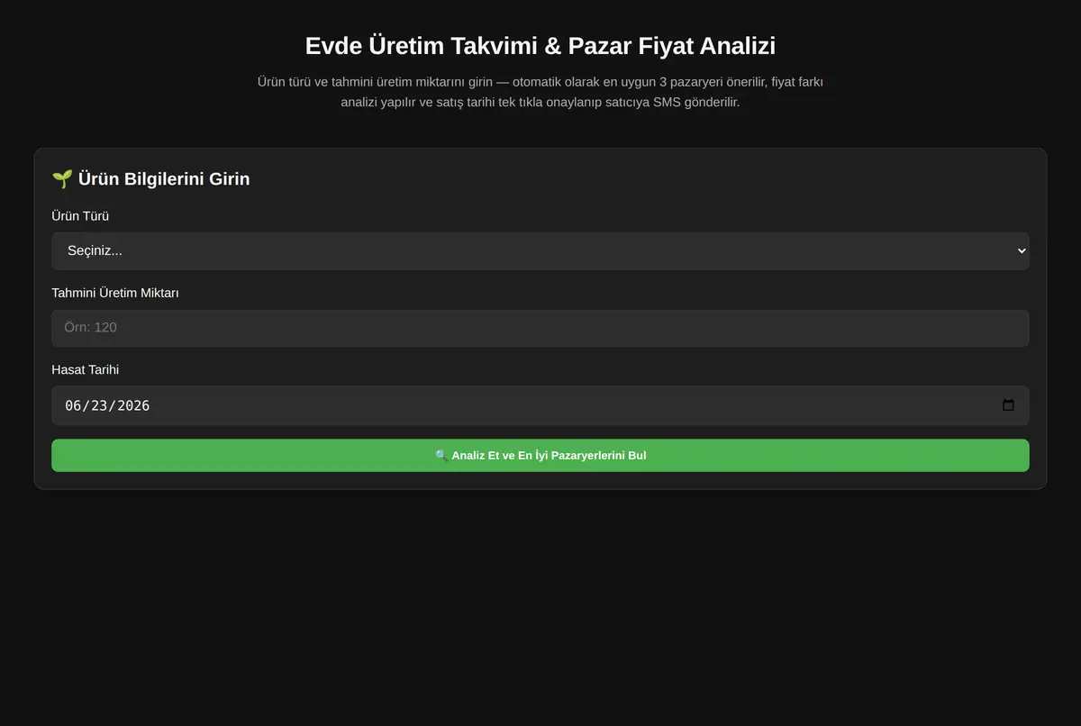 Evde Üretim Takvimi & Pazar Fiyat Analizi ekran görüntüsü 3