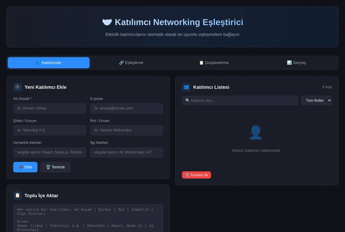 Katılımcı Networking Eşleştirici ekran görüntüsü 2