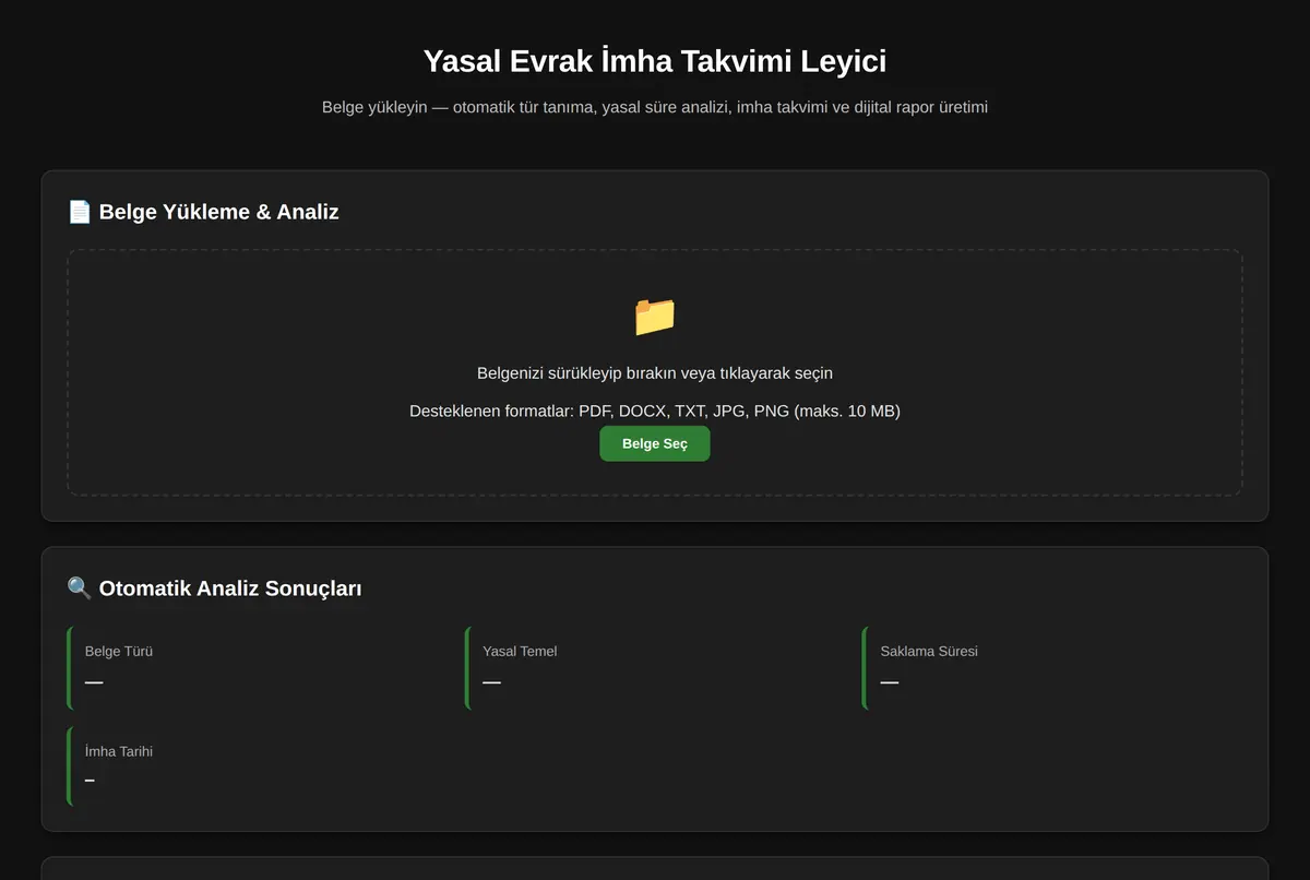 Yasal Evrak İmha Takvimi Leyici ekran görüntüsü 2