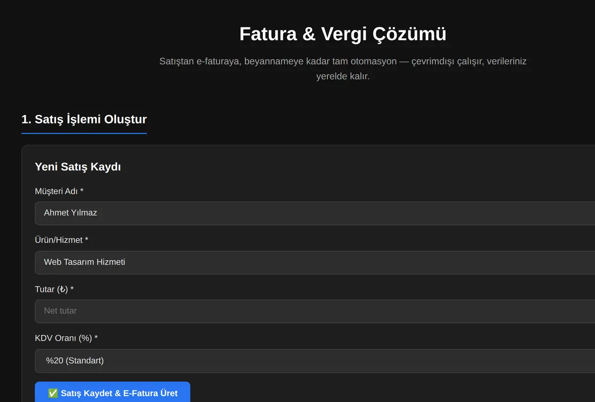 Fatura & Vergi Çözümü ekran görüntüsü