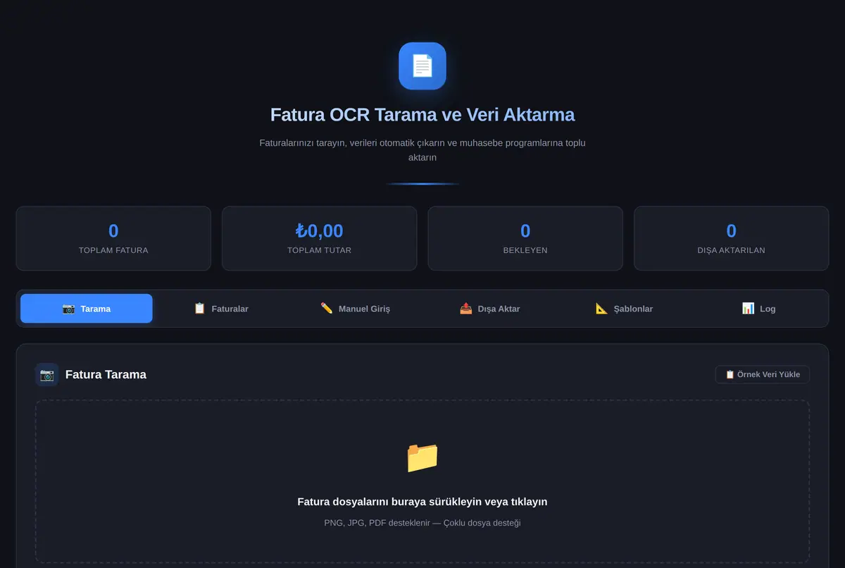 Fatura OCR Tarama ve Veri Aktarma Aracı ekran görüntüsü 2