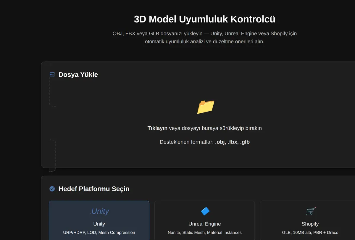 3D Model Uyumluluk Kontrolcü ekran görüntüsü