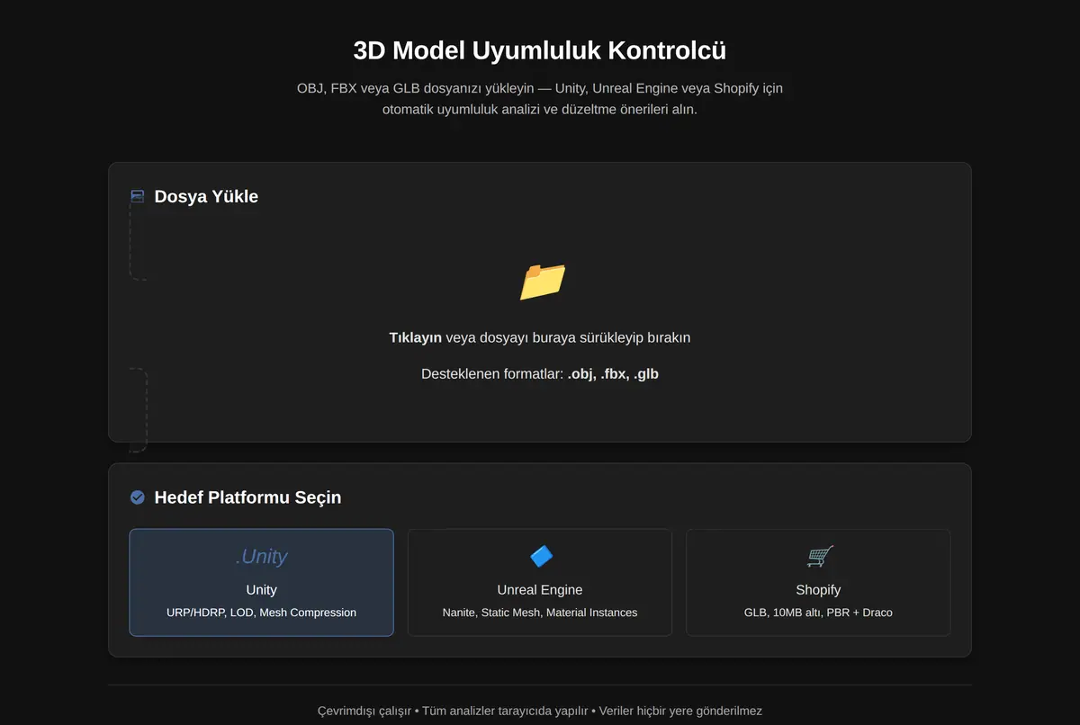 3D Model Uyumluluk Kontrolcü ekran görüntüsü 2