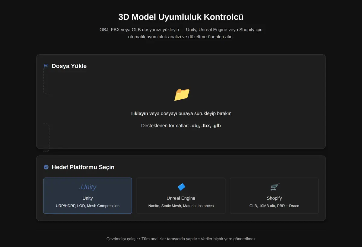 3D Model Uyumluluk Kontrolcü ekran görüntüsü 3