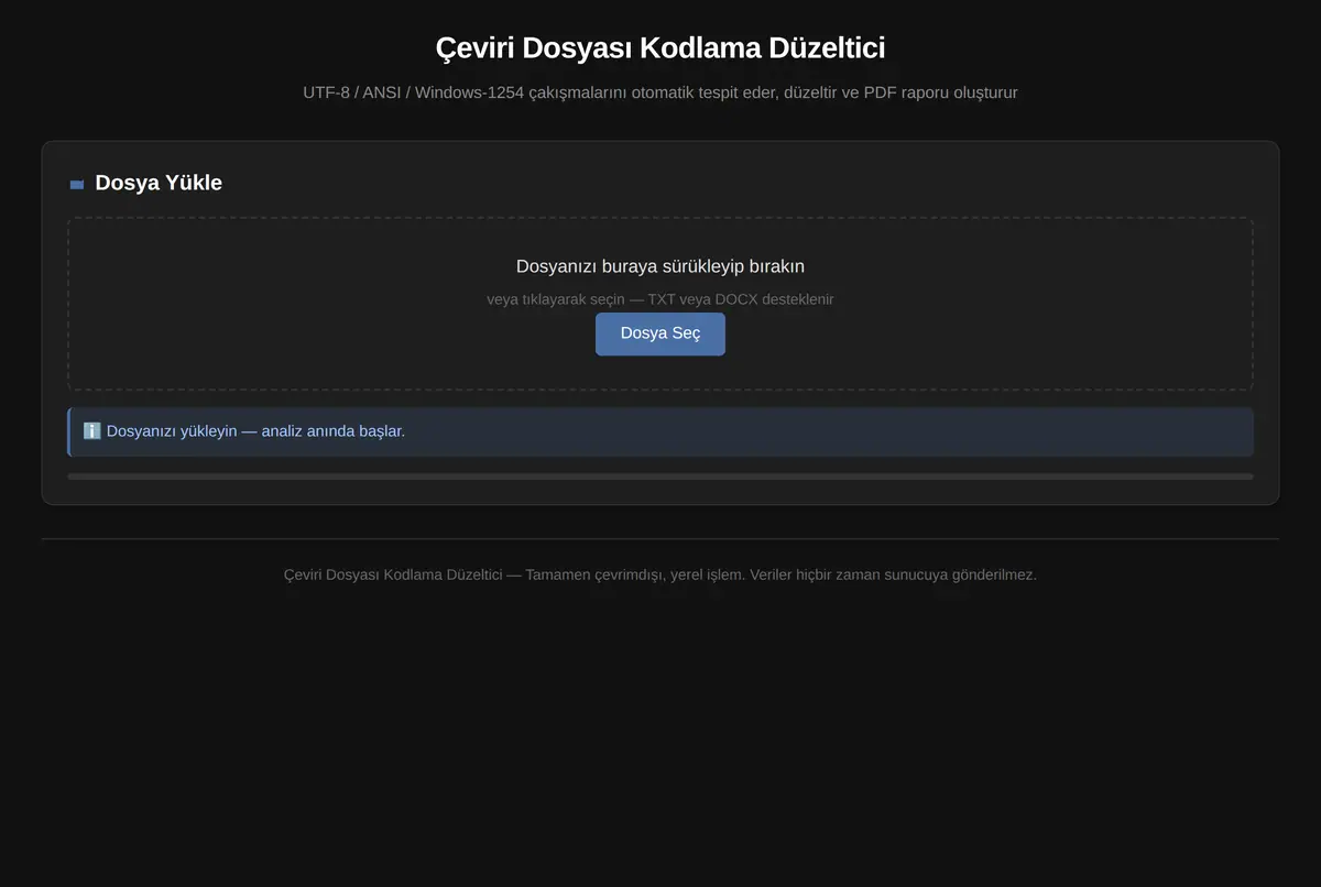 Çeviri Dosyası Kodlama Düzeltici ekran görüntüsü 2