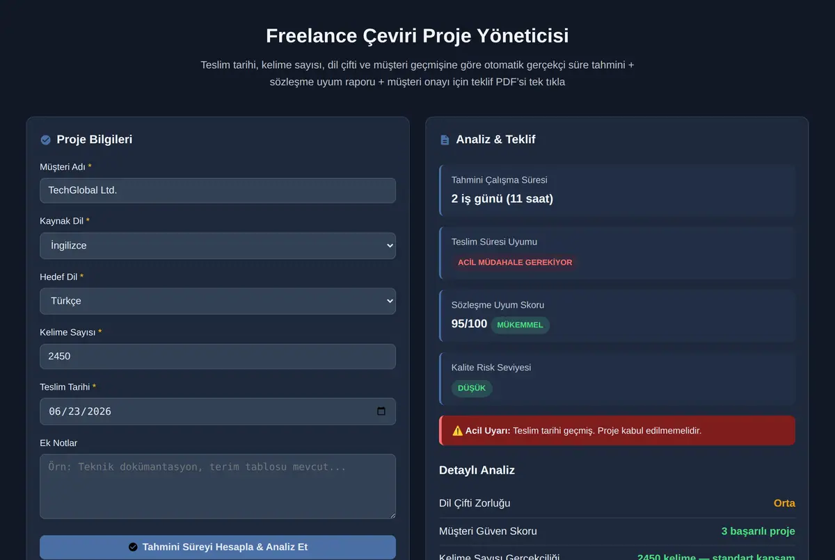 Freelance Çeviri Proje Yöneticisi ekran görüntüsü 2