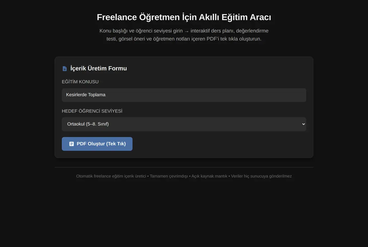Freelance Öğretmen İçin Akıllı Eğitim Aracı ekran görüntüsü 2