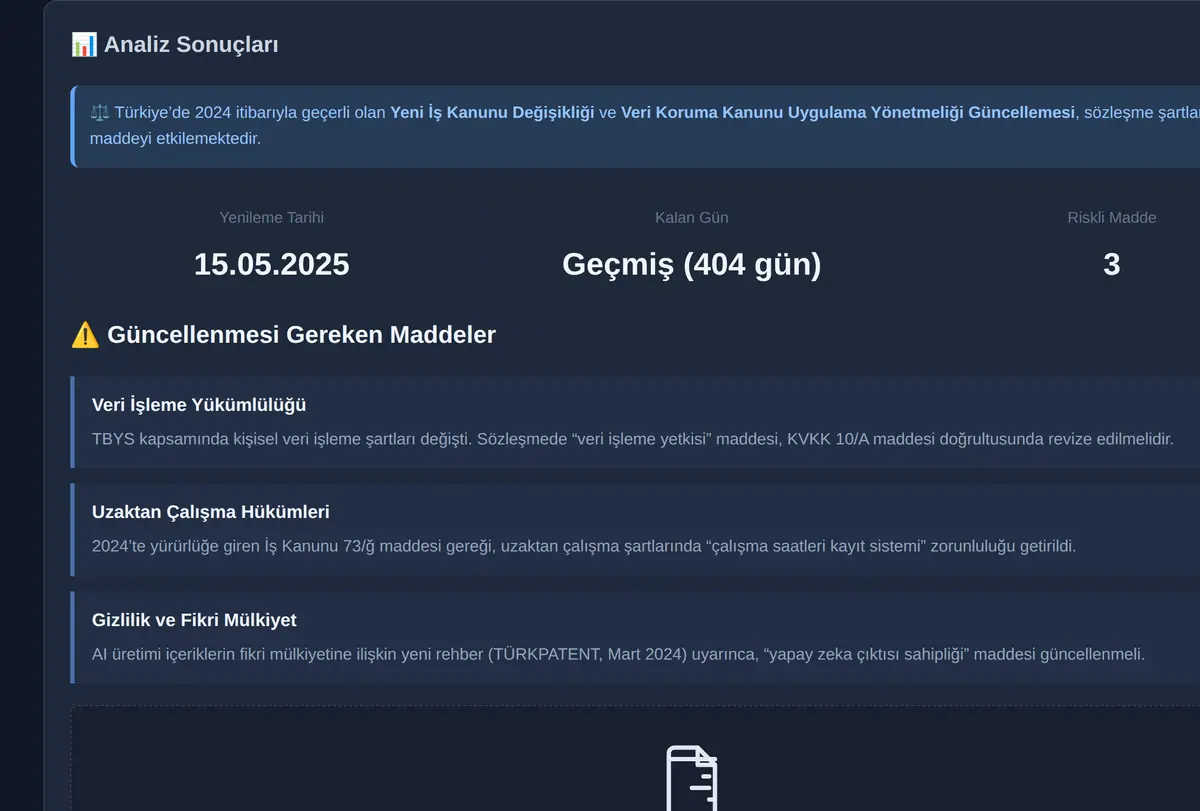 Freelance Sözleşme Yenileme Aracı ekran görüntüsü