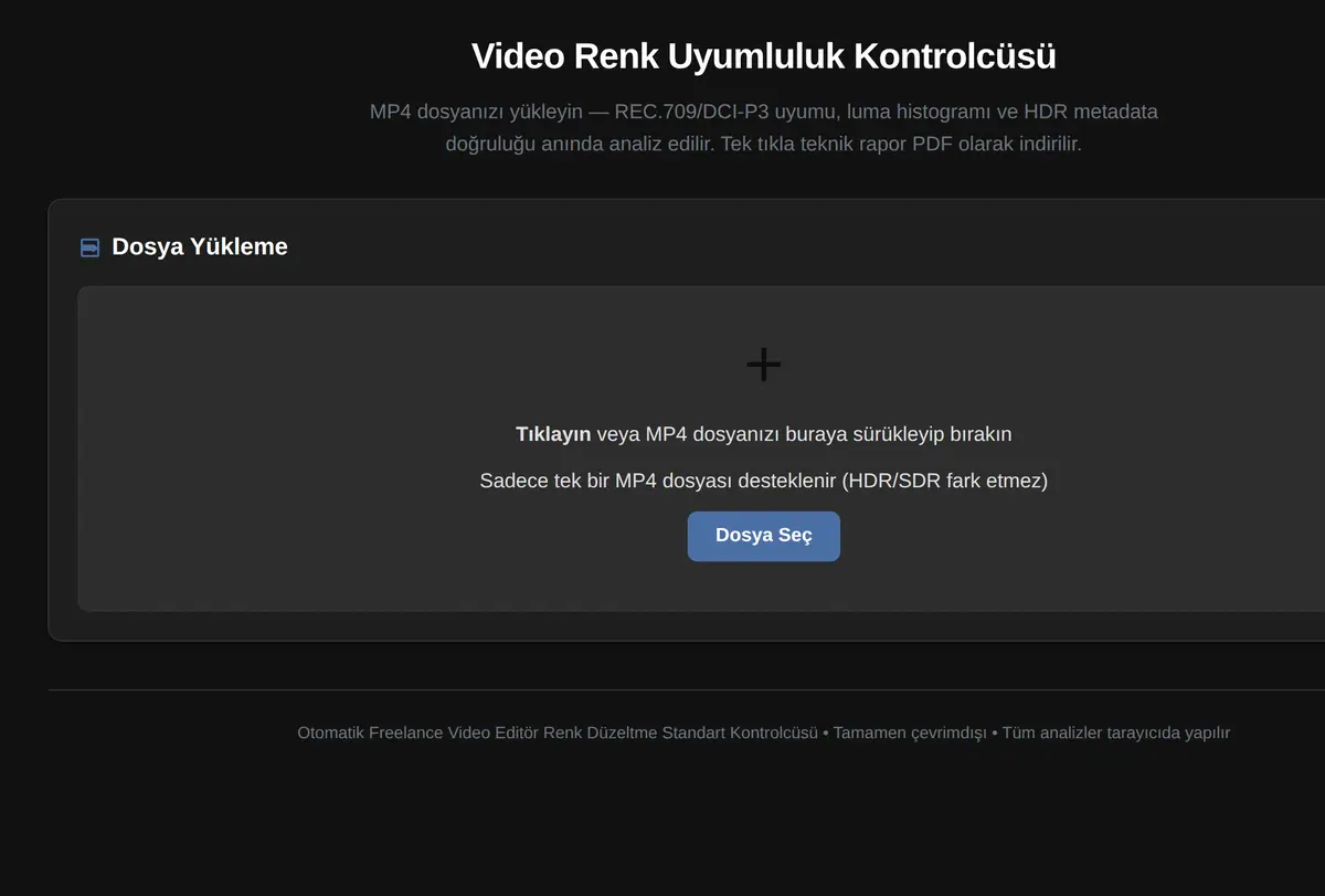 Video Renk Uyumluluk Kontrolcüsü ekran görüntüsü