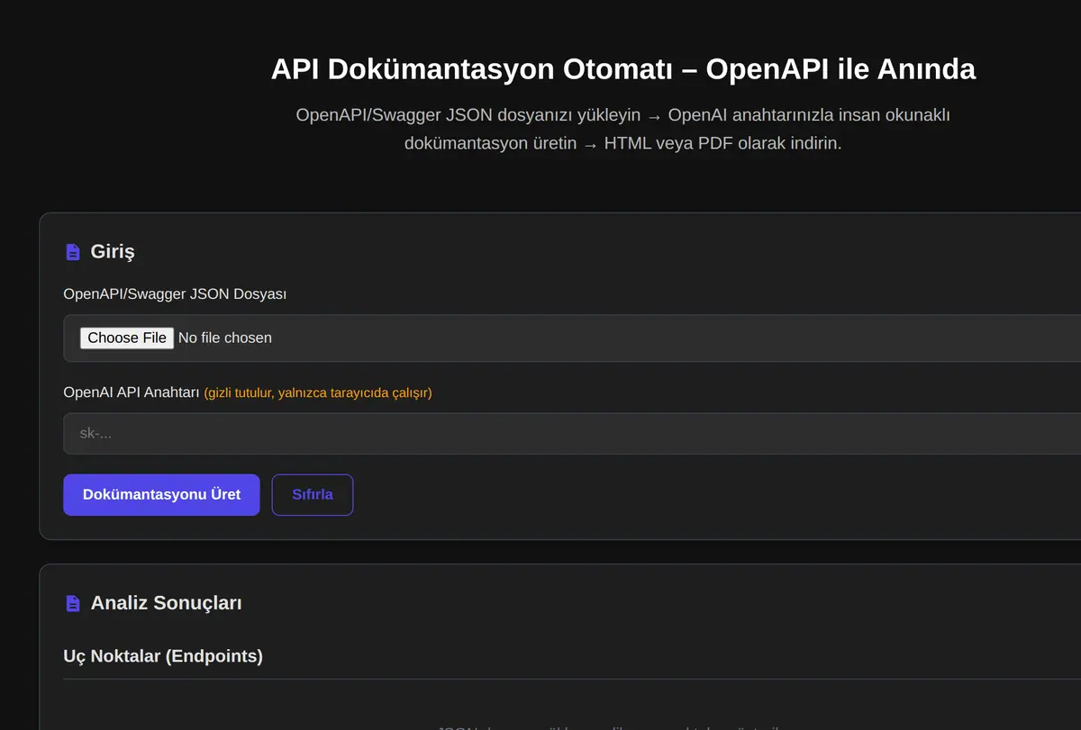 API Dokümantasyon Otomatı - OpenAPI ile Anında ekran görüntüsü