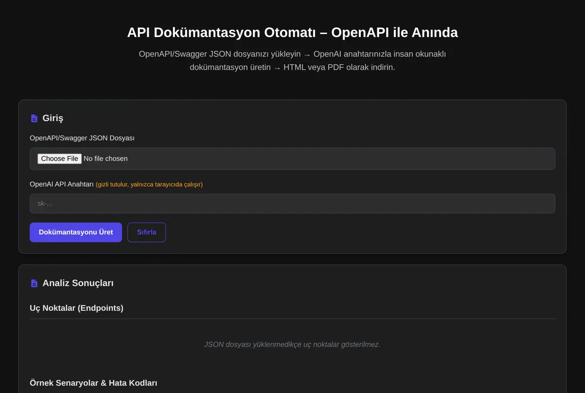 API Dokümantasyon Otomatı - OpenAPI ile Anında ekran görüntüsü 2