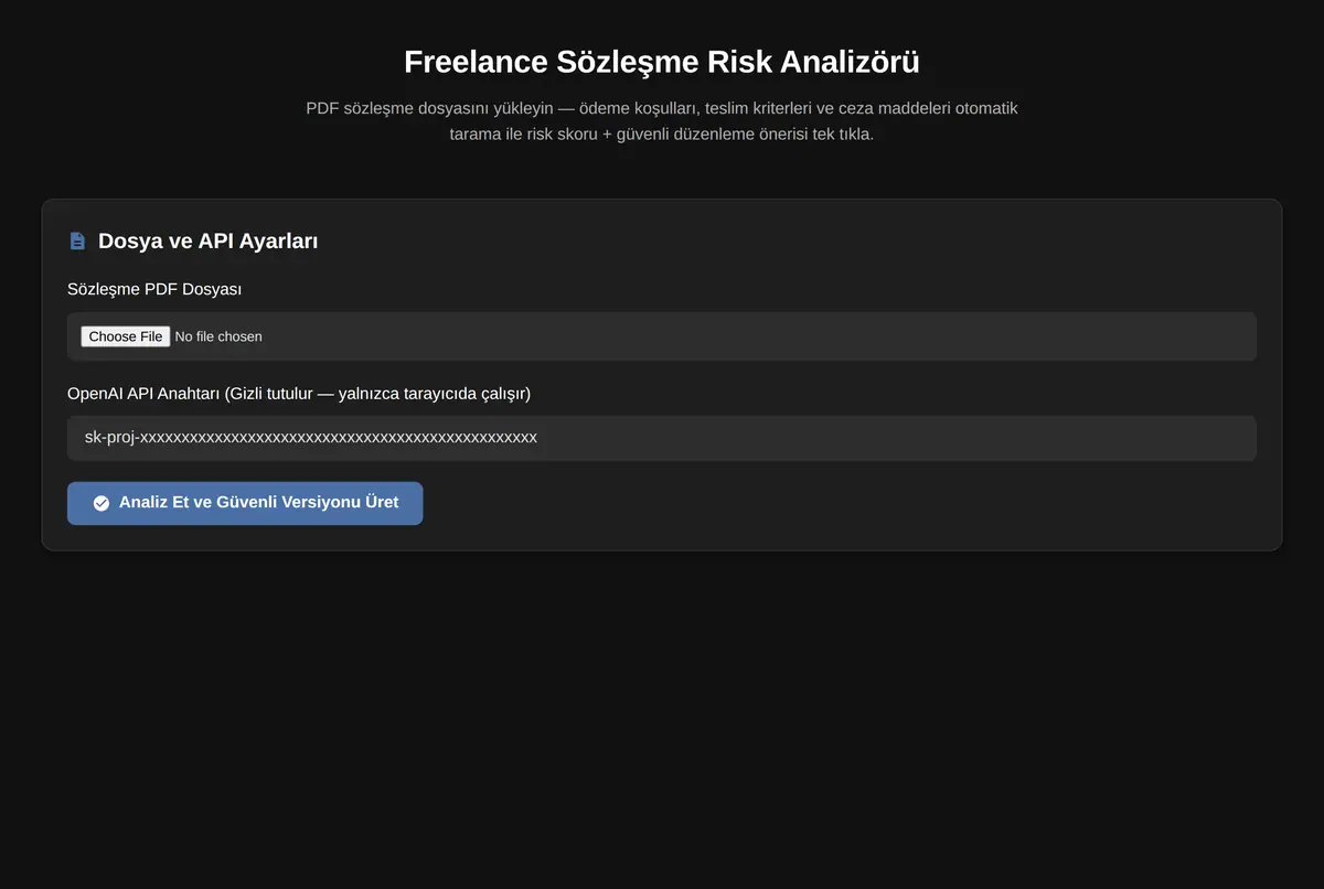 Freelance Sözleşme Risk Analizörü ekran görüntüsü 3
