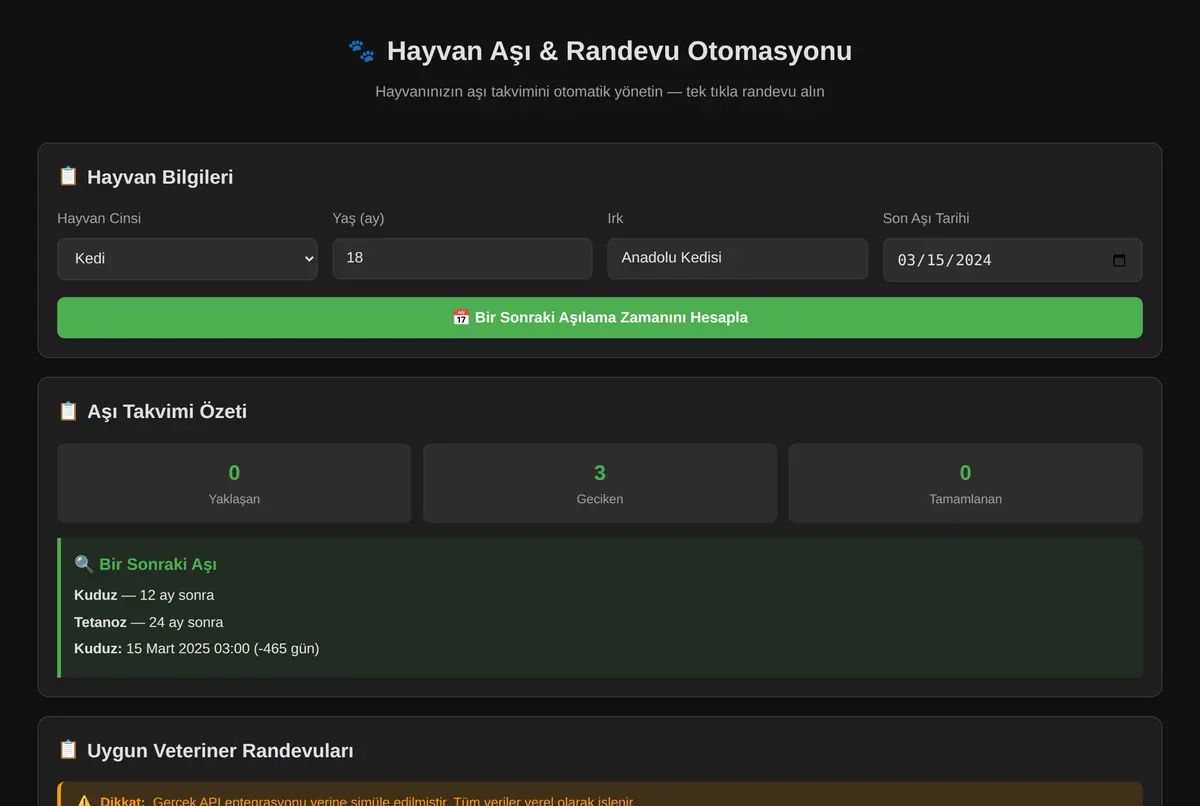 Hayvan Aşı & Randevu Otomasyonu ekran görüntüsü 2