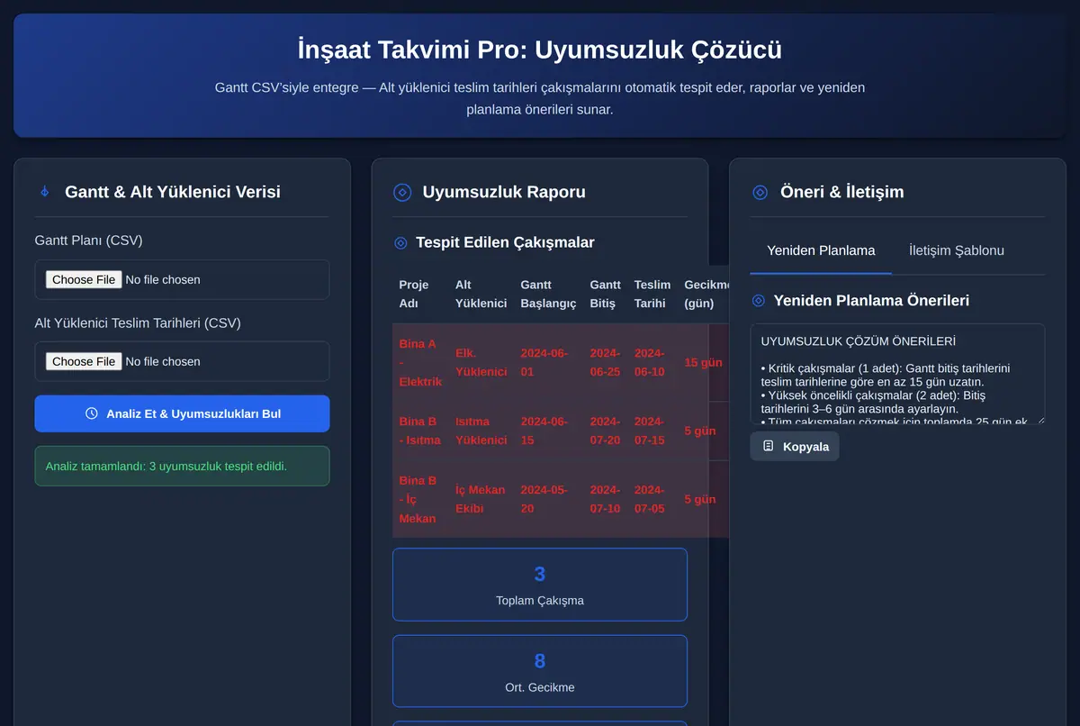 İnşaat Takvimi Pro: Uyumsuzluk Çözücü ekran görüntüsü 2