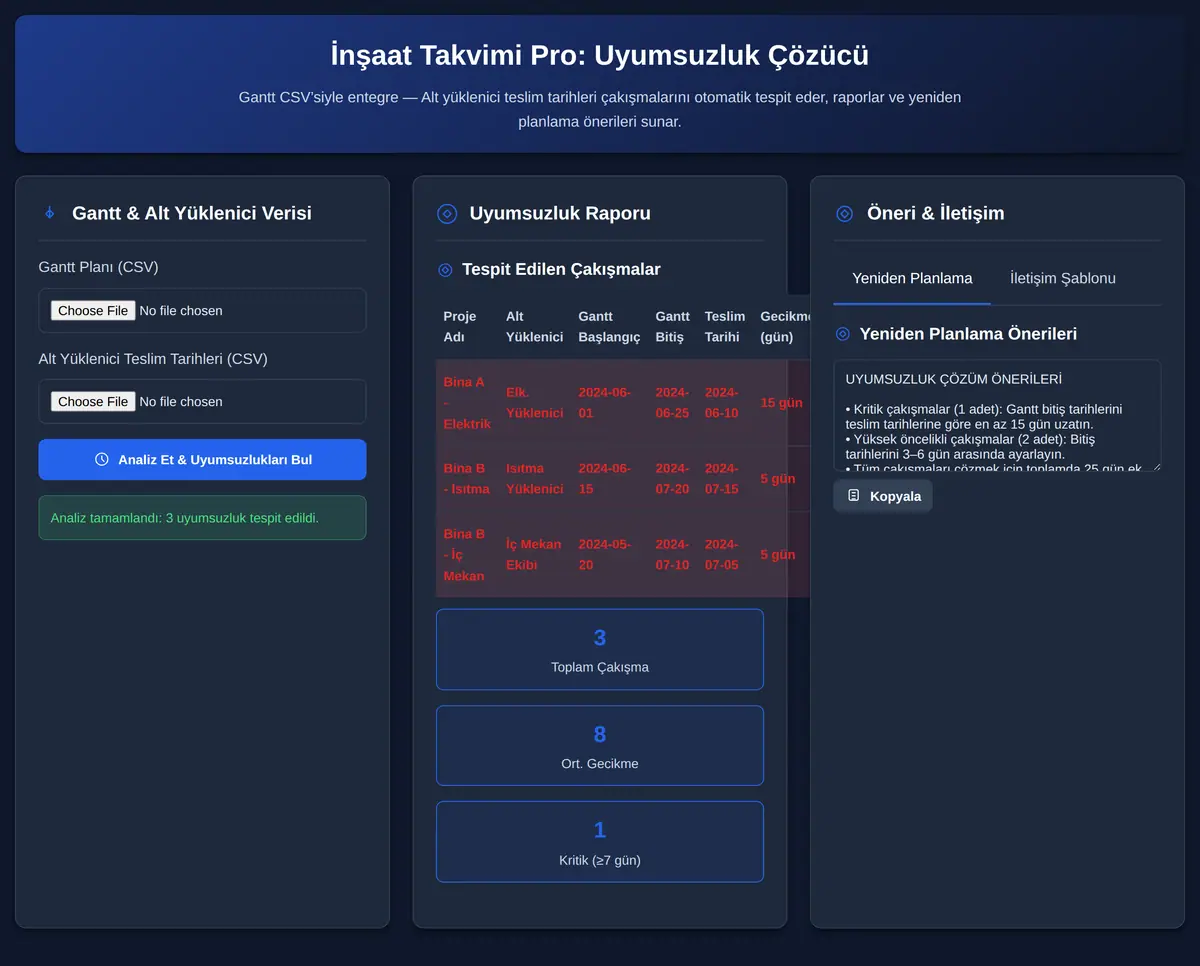 İnşaat Takvimi Pro: Uyumsuzluk Çözücü ekran görüntüsü 3