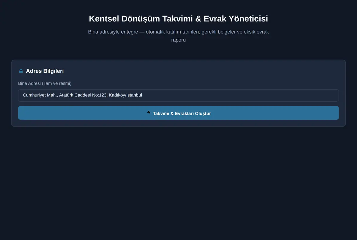 Kentsel Dönüşüm Takvimi & Evrak Yöneticisi ekran görüntüsü 2