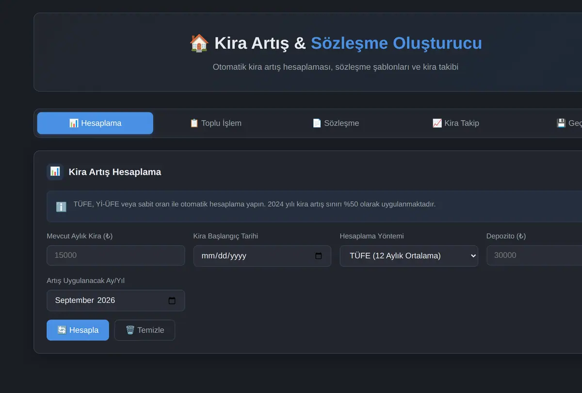 Kira Artış & Sözleşme Oluşturucu ekran görüntüsü