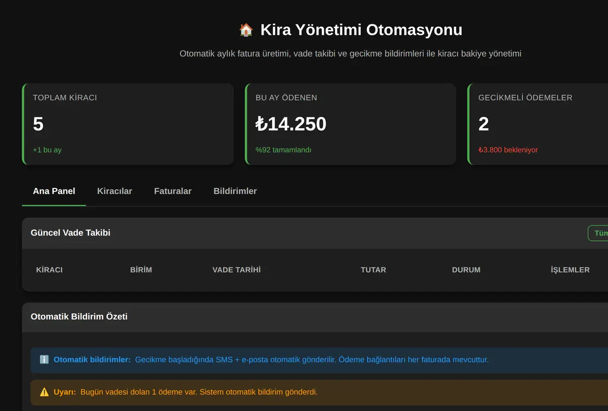 Kira Yönetimi Otomasyonu ekran görüntüsü