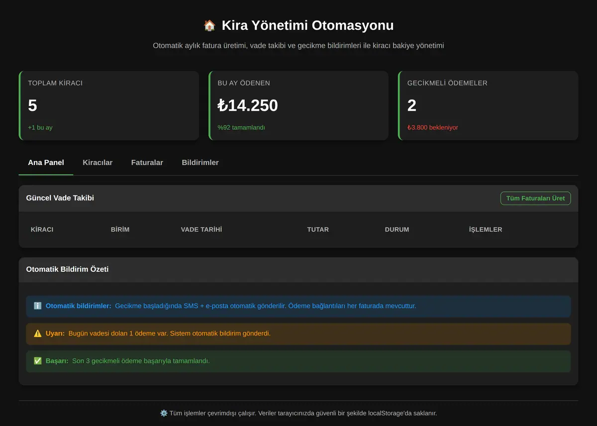 Kira Yönetimi Otomasyonu ekran görüntüsü 3