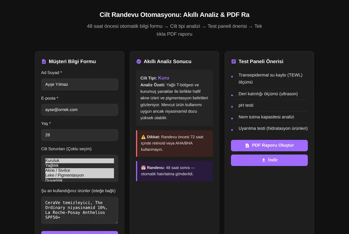 Cilt Randevu Otomasyonu: Akıllı Analiz & PDF Ra ekran görüntüsü 2