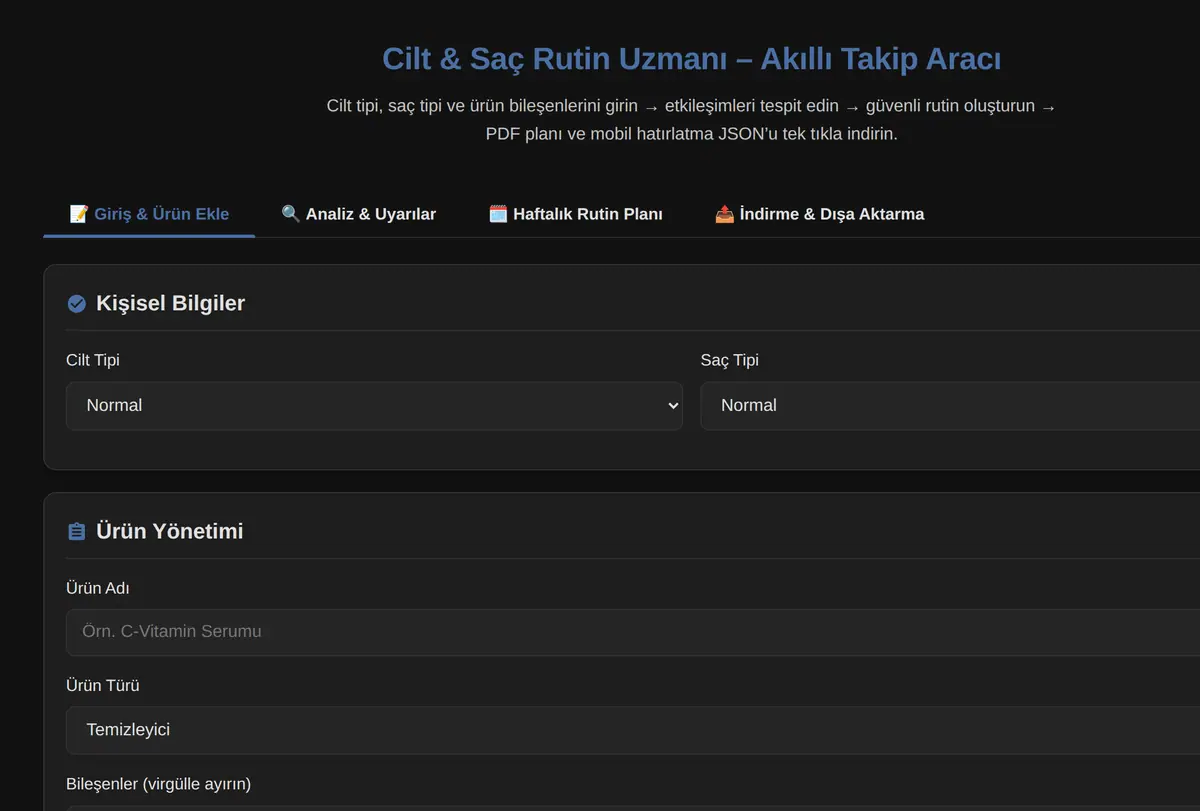 Cilt & Saç Rutin Uzmanı - Akıllı Takip Aracı ekran görüntüsü