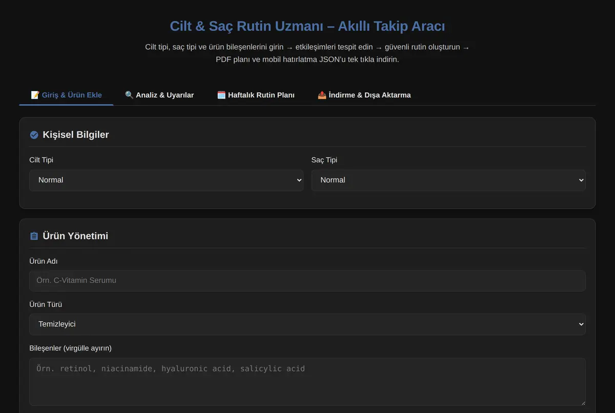 Cilt & Saç Rutin Uzmanı - Akıllı Takip Aracı ekran görüntüsü 2