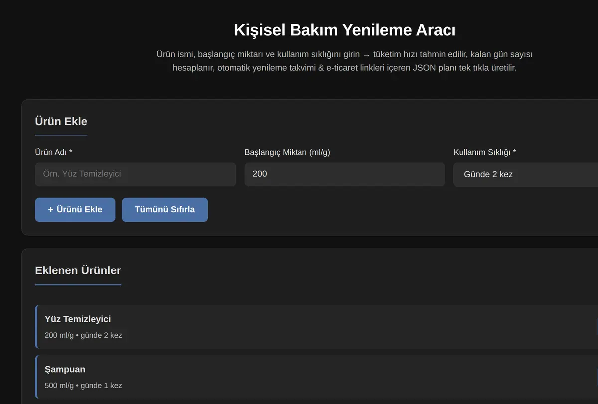 Kişisel Bakım Yenileme Aracı ekran görüntüsü