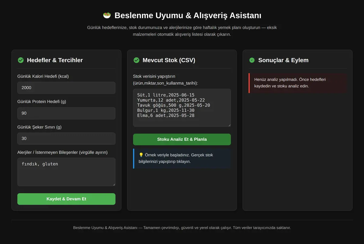 Beslenme Uyumu & Alışveriş Asistanı ekran görüntüsü 2