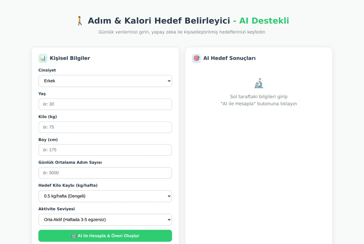 Adım & Kalori Hedef Belirleyici - AI Destekli ekran görüntüsü 2