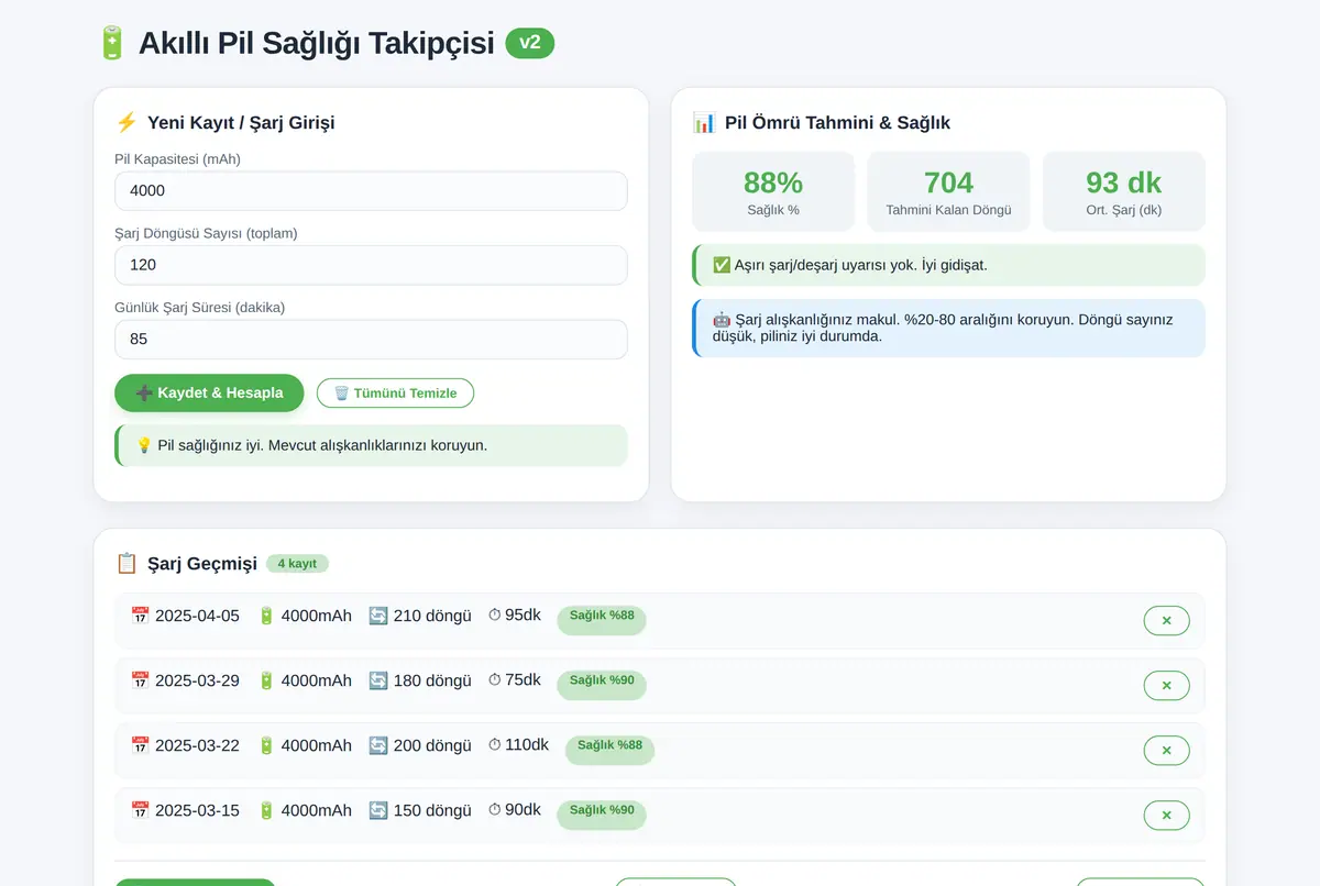Akıllı Pil Sağlığı Takipçisi & Şarj Alışkanlığı ekran görüntüsü 2