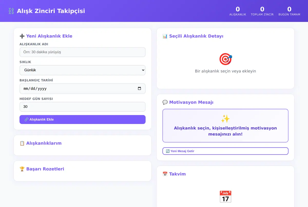 Alışk Zinciri Takipçisi & Motivasyon Paneli ekran görüntüsü 2