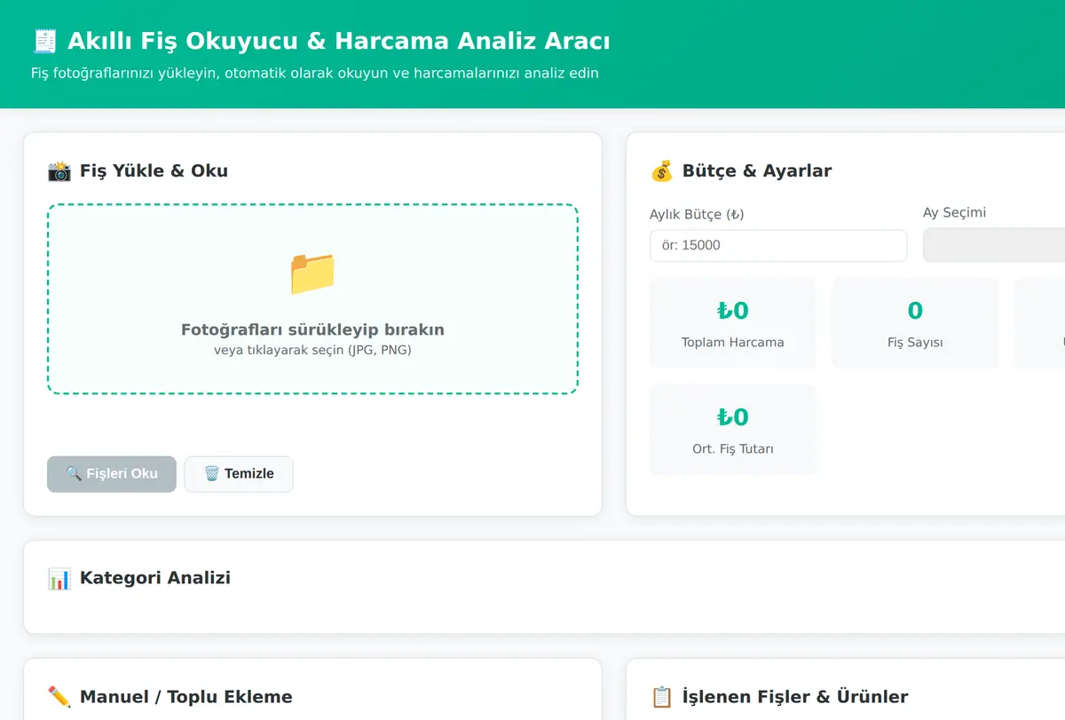 Akıllı Fiş Okuyucu & Harcama Analiz Aracı ekran görüntüsü
