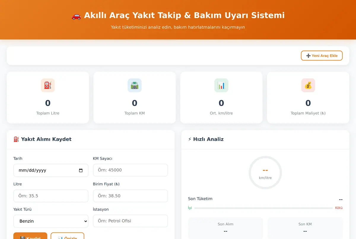 Akıllı Araç Yakıt Takip & Bakım Uyarı Sistemi ekran görüntüsü 2