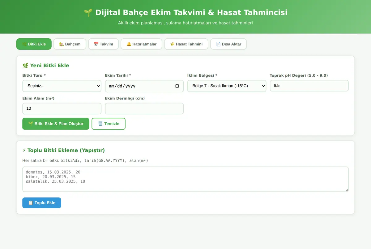 Dijital Bahçe Ekim Takvimi & Hasat Tahmincisi ekran görüntüsü 3