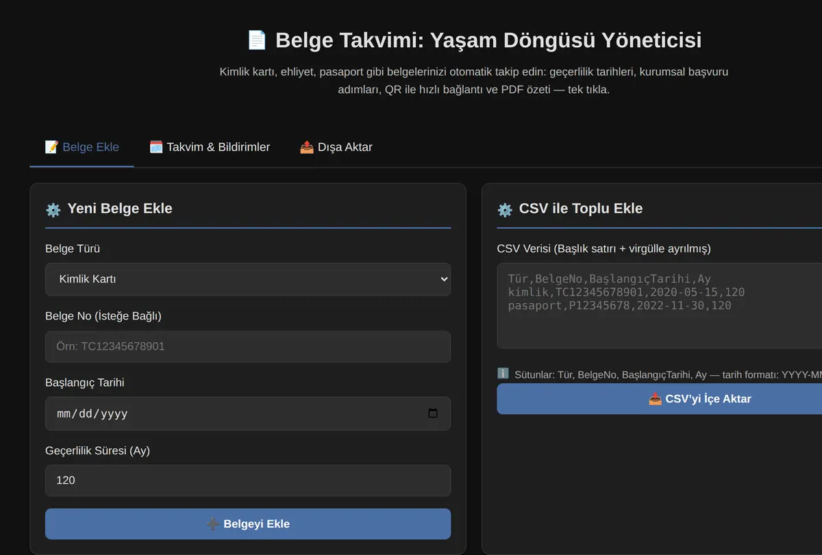 Belge Takvimi: Yaşam Döngüsü Yöneticisi ekran görüntüsü