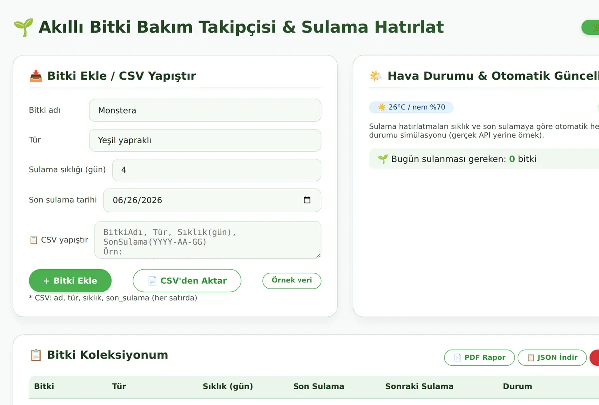 Akıllı Bitki Bakım Takipçisi & Sulama Hatırlatıcı ekran görüntüsü