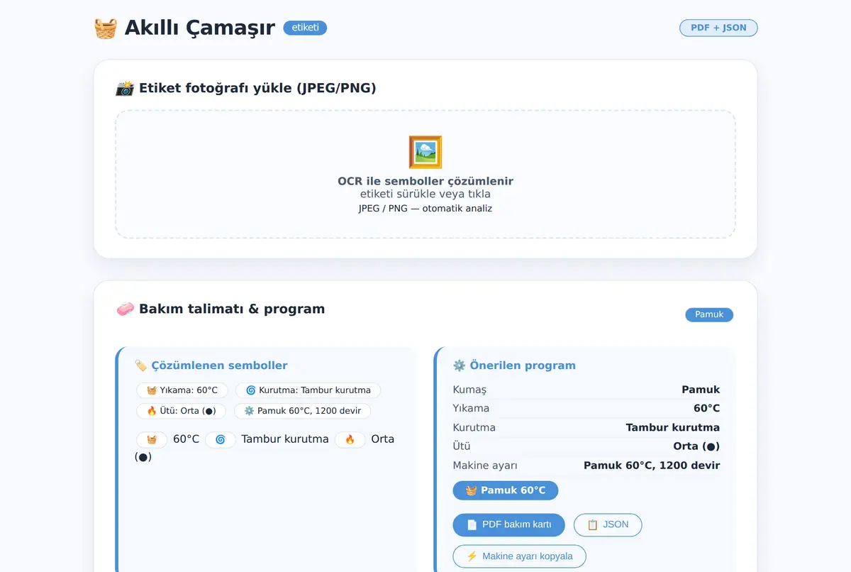 Akıllı Çamaşır Bakım Etiketi Okuyucu & Program ekran görüntüsü 2