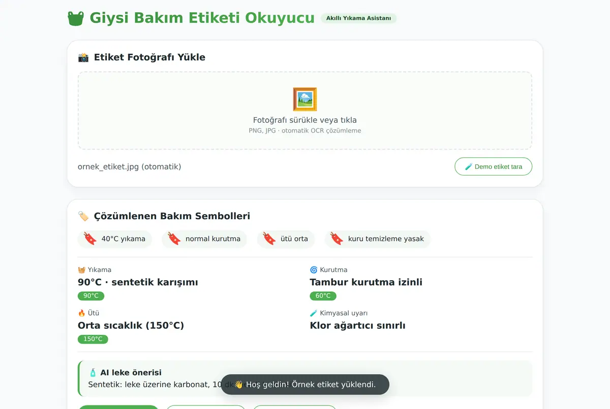 Giysi Bakım Etiketi Okuyucu: Akıllı Yıkama Asis ekran görüntüsü 2