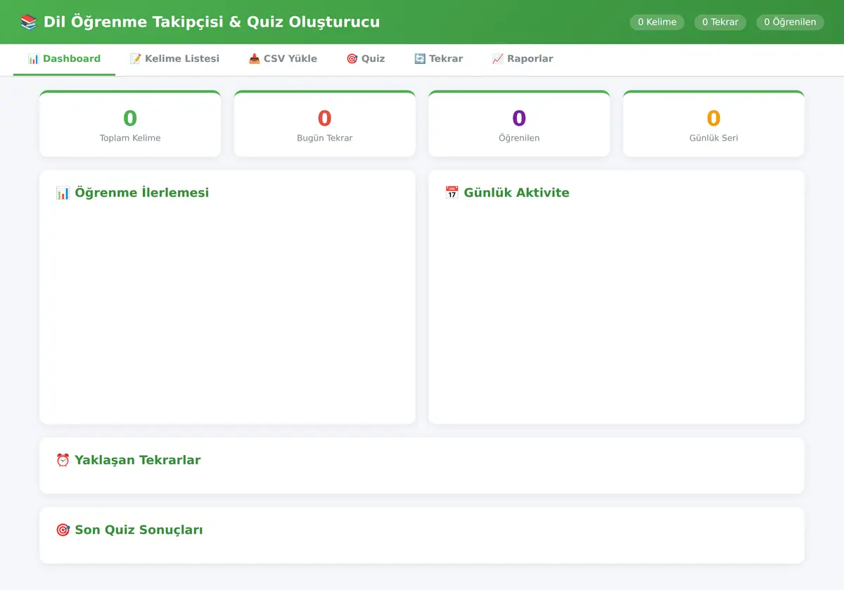 Dil Öğrenme Takipçisi & Quiz Oluşturucu ekran görüntüsü 3