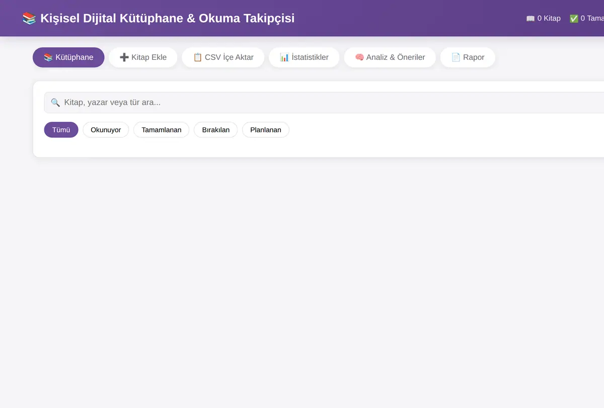 Kişisel Dijital Kütüphane & Okuma Takipçisi ekran görüntüsü