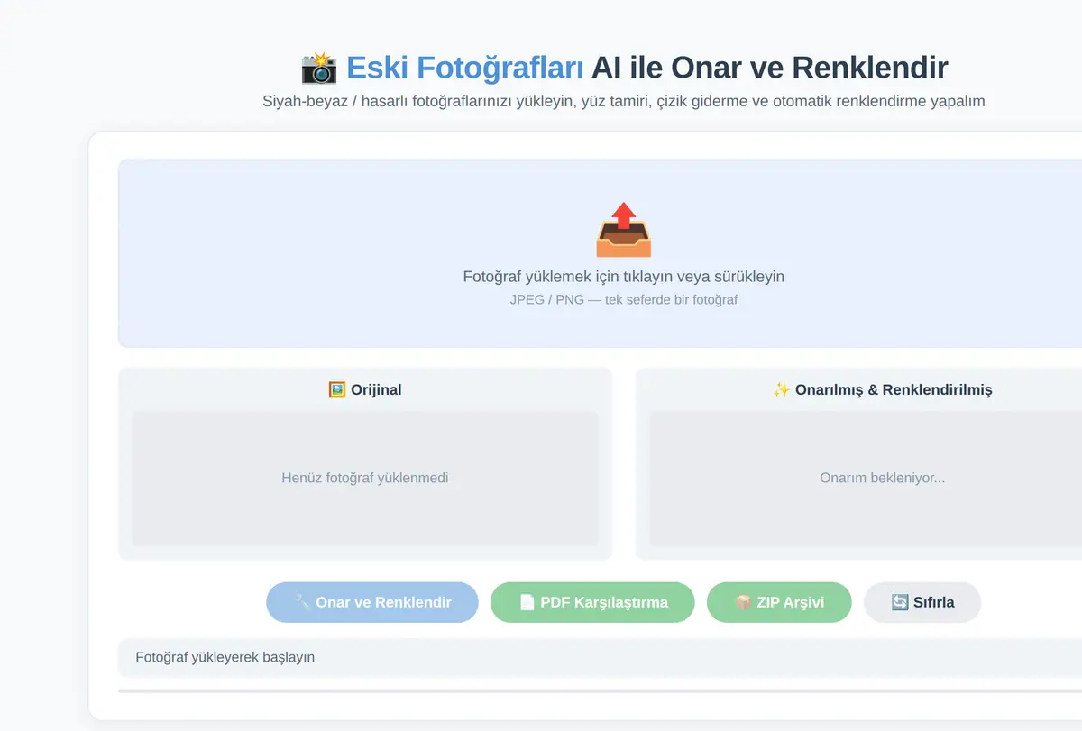 Eski Fotoğrafları AI ile Onar ve Renklendir ekran görüntüsü