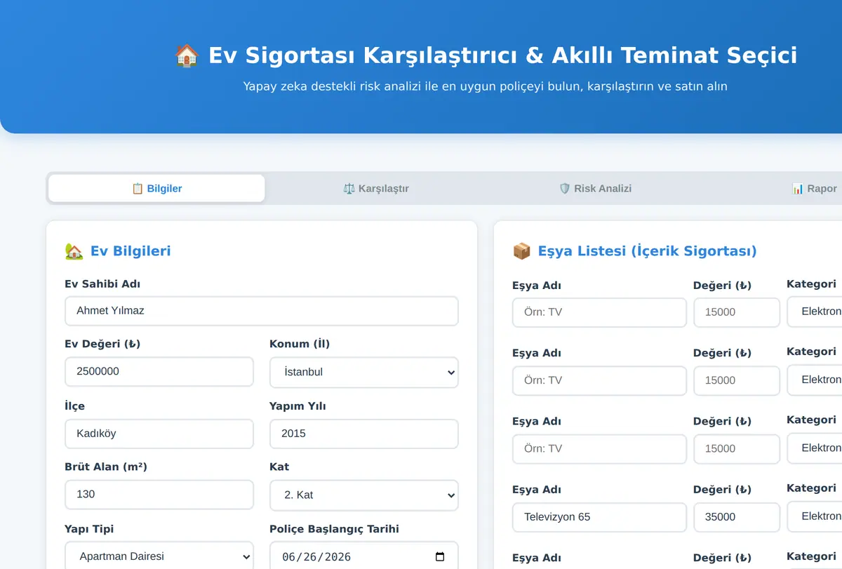 Ev Sigortası Karşılaştırıcı & Akıllı Teminat Seçici ekran görüntüsü
