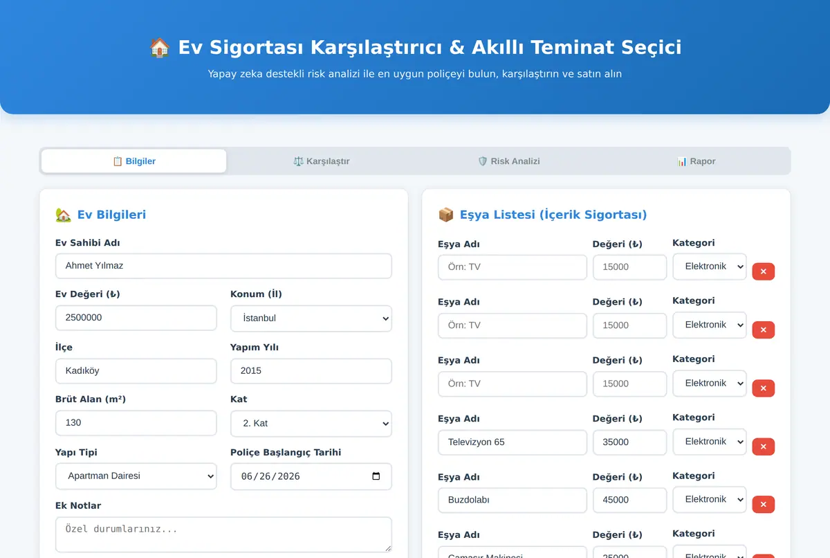 Ev Sigortası Karşılaştırıcı & Akıllı Teminat Seçici ekran görüntüsü 2
