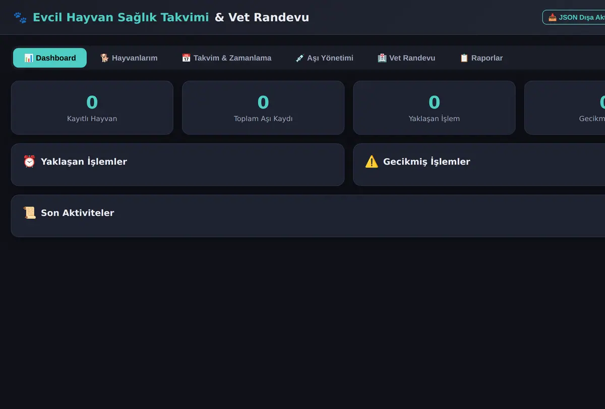 Evcil Hayvan Sağlık Takvimi & Vet Randevu ekran görüntüsü