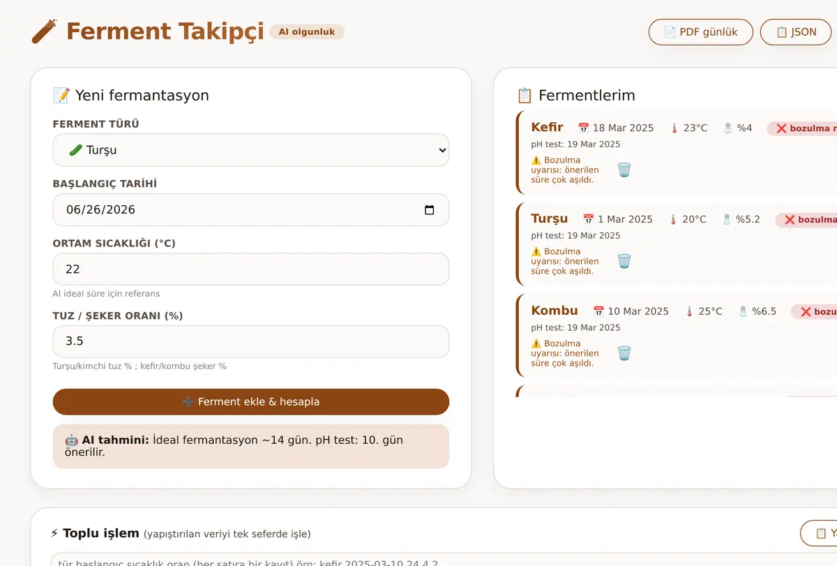 Ferment Takipçi · AI Olgunluk ekran görüntüsü
