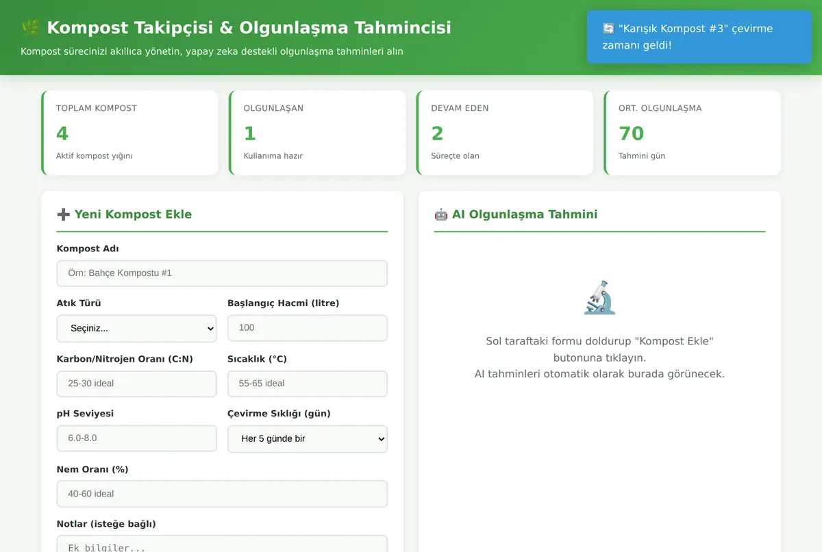 Kompost Takipçisi & Olgunlaşma Tahmincisi ekran görüntüsü 2