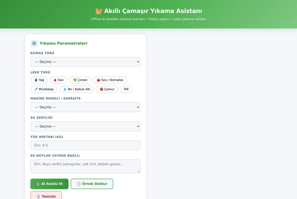 Akıllı Çamaşır Yıkama Asistanı - Offline AI ekran görüntüsü 2