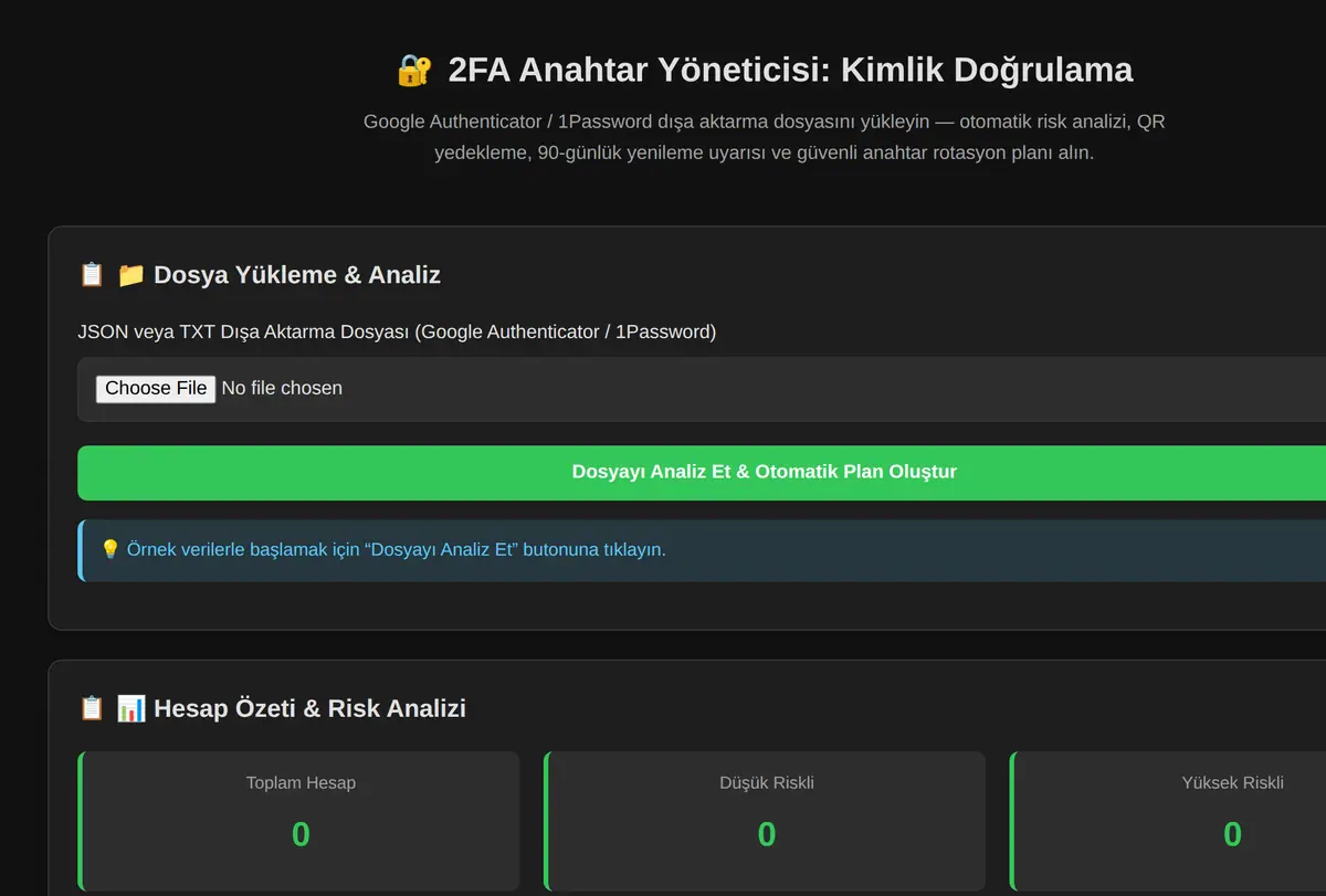 2FA Anahtar Yöneticisi: Kimlik Doğrulama ekran görüntüsü